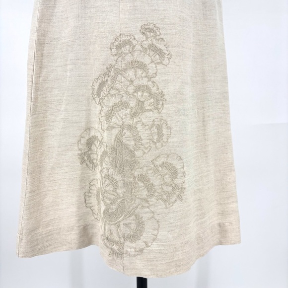 Part Two Beige A-Line Embroidered Detail Linen-Blend Knee Length Skirt, 8 - Picture 5 of 16